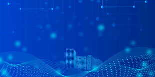 科技感蓝色数据城市背景图