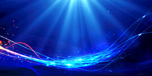 蓝色炫光舞台光束背景图