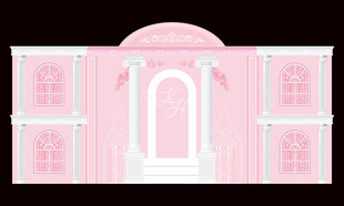 粉色浪漫拱门婚礼背景