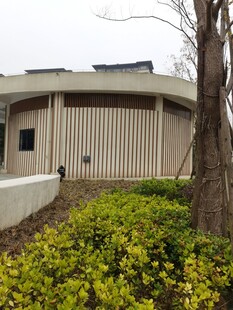 现代建筑旁的绿植景观