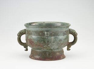 双耳青铜古容器