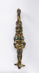 复古黄铜镶宝石门把手