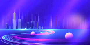 梦幻紫色科技感城市夜景