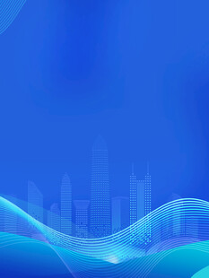 蓝色科技风城市波浪背景图