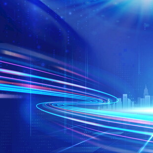 蓝色动感光线城市背景图