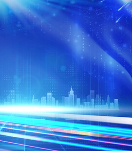 蓝色科技风城市光影背景图