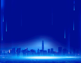 蓝色科技风城市夜景背景