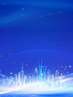 梦幻蓝色城市夜景背景图