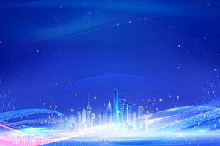梦幻蓝色科技城市夜景