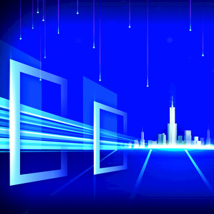 科技感蓝色未来城市场景