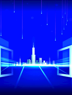 科技感城市夜景蓝色视效