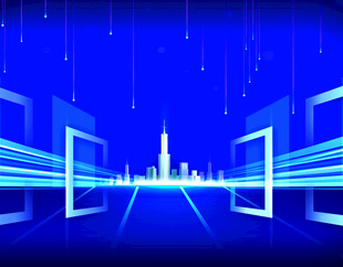 科技感城市夜景蓝色画面