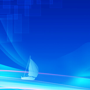 蓝色背景上的航行帆船