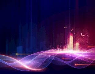 梦幻霓虹城市抽象夜景图