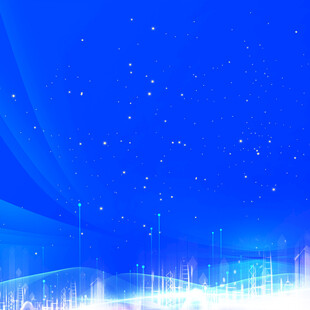 梦幻蓝色星空城市背景图