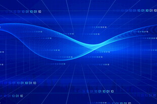 蓝色科技感波浪背景图