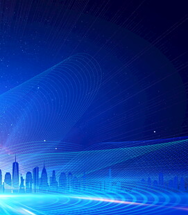 蓝色科技风城市夜景背景