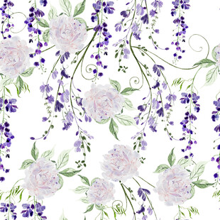 紫色花卉图案背景无缝循环