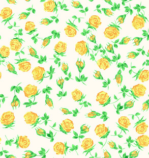 黄色花朵绿叶无缝图案