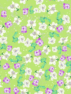 清新绿底花卉图案背景