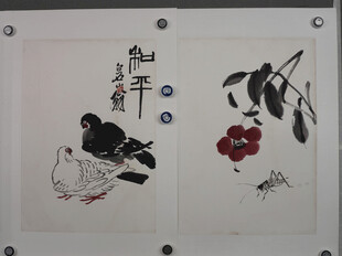 齐白石水墨花鸟小品画