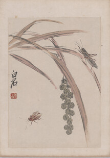 齐白石水墨草虫图