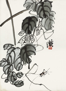 齐白石水墨荷塘间的灵动小景