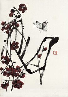 齐白石水墨花鸟图