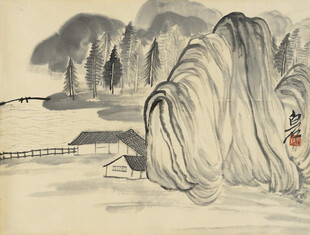 齐白石水墨山水国画风景图