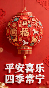 喜庆中式福字灯笼迎新春