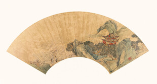 仇英作品扇面绘骏马图