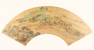 仇英作品古风折扇绘画