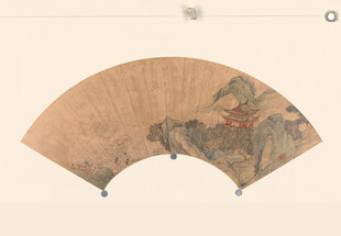 仇英作品古典人物折扇艺术作品