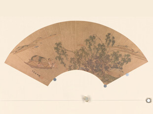 仇英作品扇面花鸟图