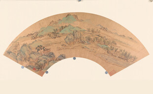 仇英作品古代山水扇面画