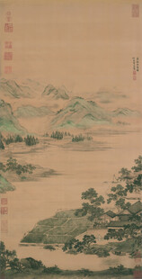 仇英作品水墨山水古画意境悠远