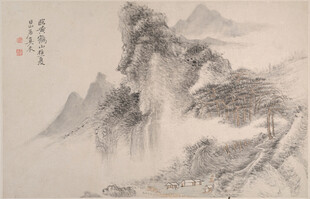 恽寿平水墨山水国画意境图