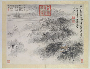 恽寿平水墨山水国画意境图
