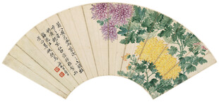 恽寿平古典花鸟折扇