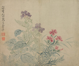 恽寿平中式花卉水墨画