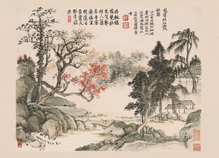 恽寿平水墨山水国画风景图