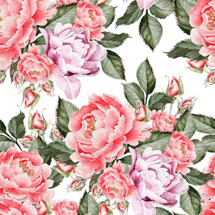 水彩风花卉无缝循环