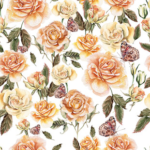 复古风花卉图案背景图无缝循环