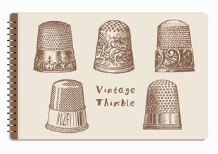 线圈本 5款入复古顶针素描画