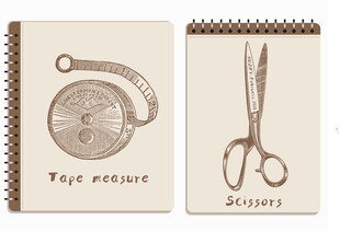 线圈本 复古卷尺 剪刀