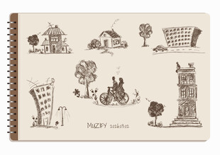 线圈本 6款入复古风景画素描