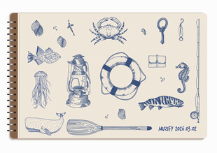 线圈本 20款入海洋元素手绘稿