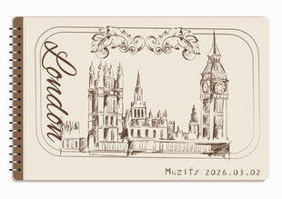 线圈本 英伦风景素描画