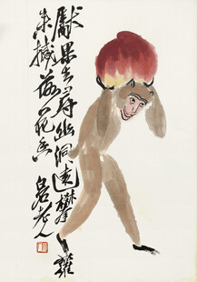 齐白石水墨风格的趣味人体画作