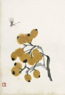 齐白石水墨秋果图蜻蜓翩跹